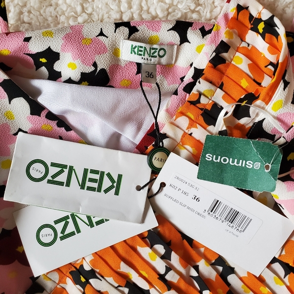 Kenzo floral print ruffle slip dressMaxi straps - Picture 6 of 7